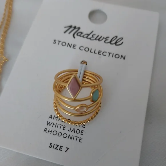 NWT Madewell Stone Collection ring & necklace set, ring sz 7 - Picture 5 of 8